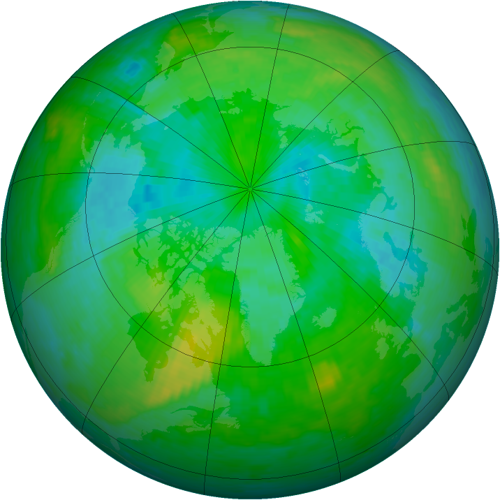 Arctic ozone map for 05 August 1994